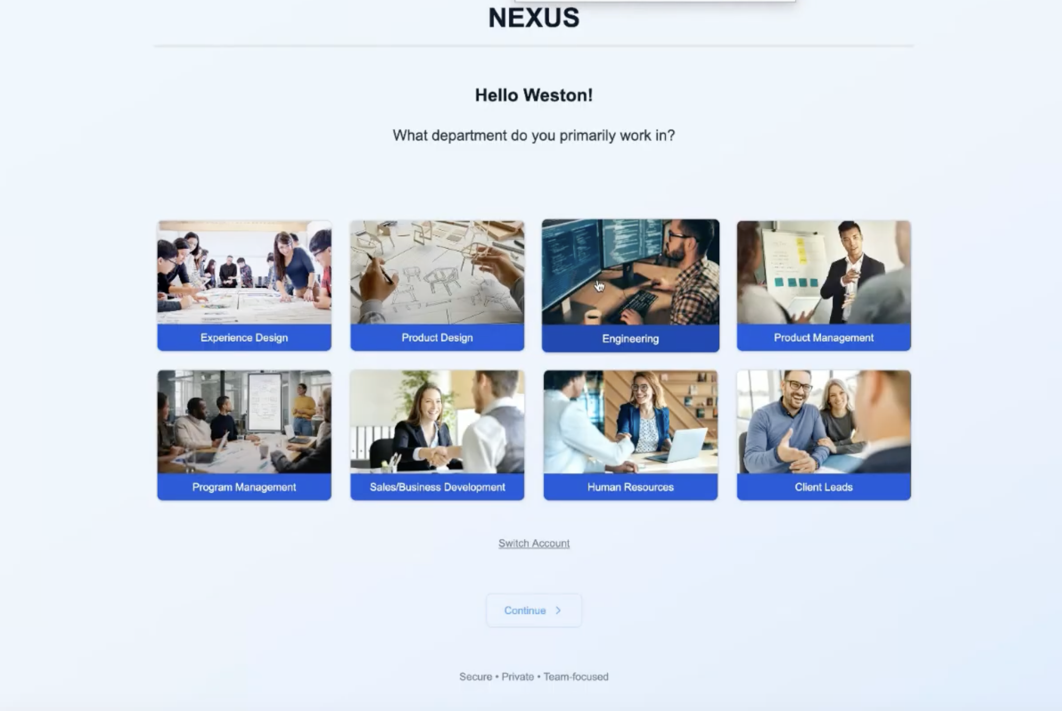 Onboarding step 1: team and role setup